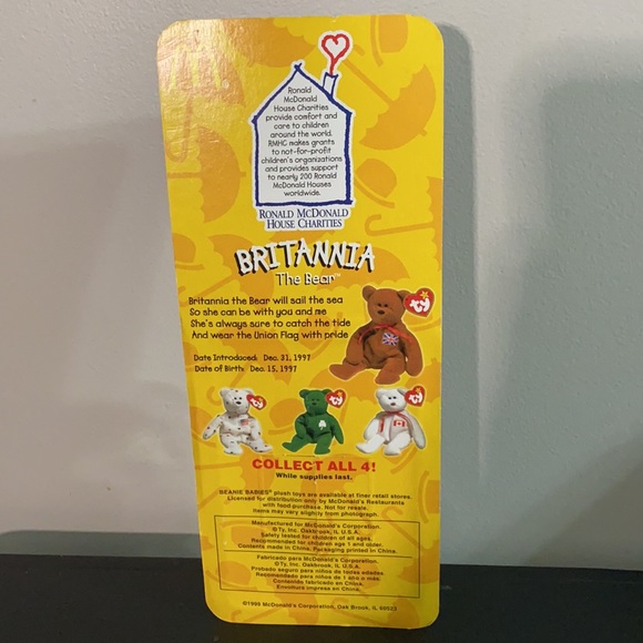 $5 SALE—Ty 4-Country McDonald’s Beanies—USA, Canada, Great Britain, Ireland - Picture 6 of 15